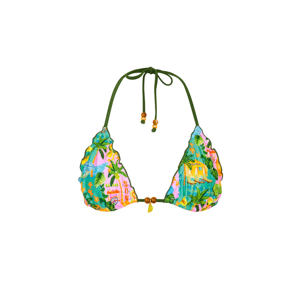 Kulani Kinis Sunlit Spritz Lettuce Edge Bralette Bikini Top