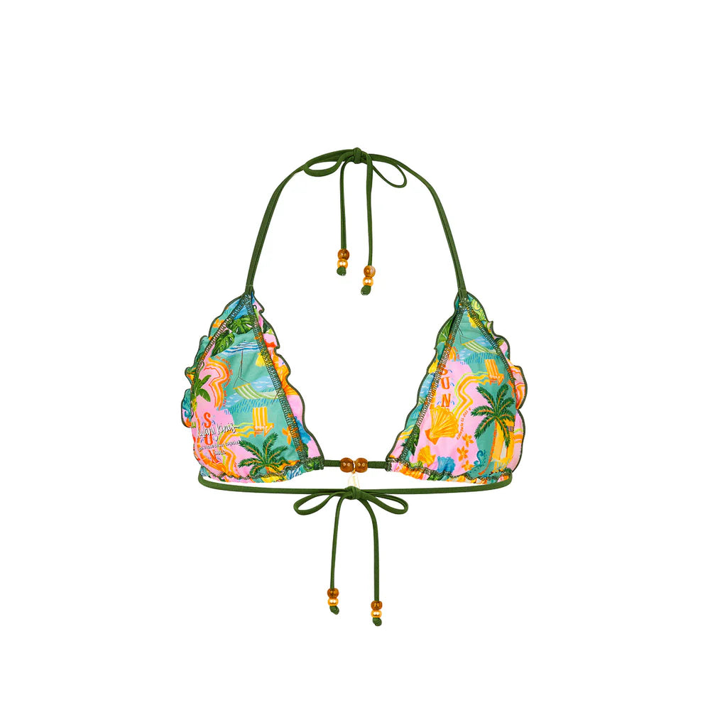 Kulani Kinis Sunlit Spritz Lettuce Edge Bralette Bikini Top