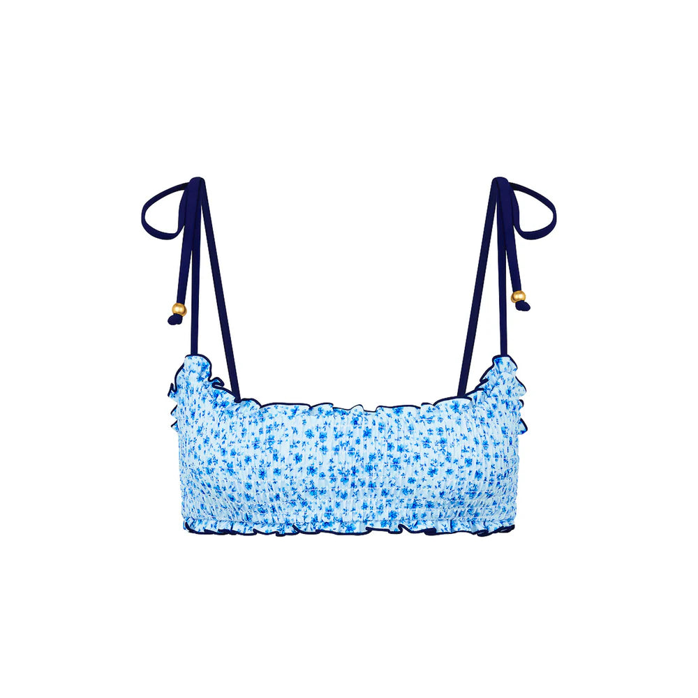 Kulani Kinis Dream Flower Shirred Crop Tie Bikini Top