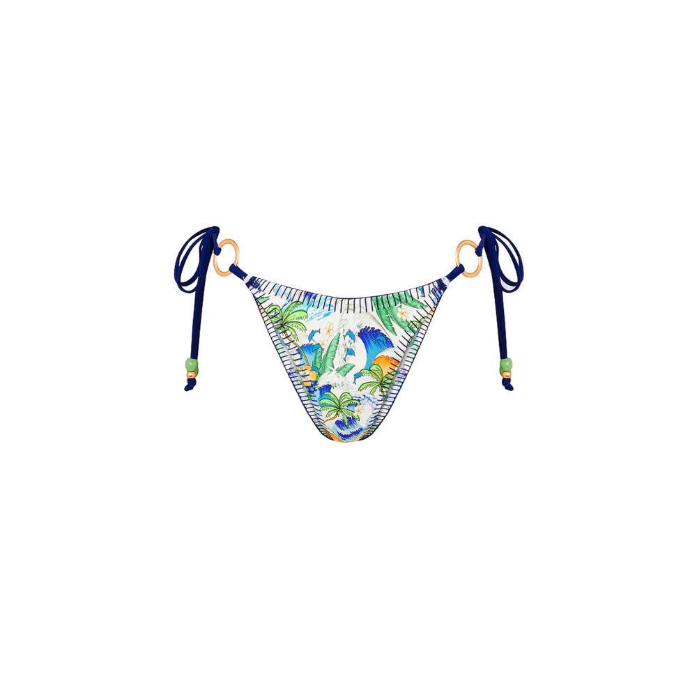 Kulani Kinis Blue Crush Lace Stitch Ring Tie Bikini Bottom