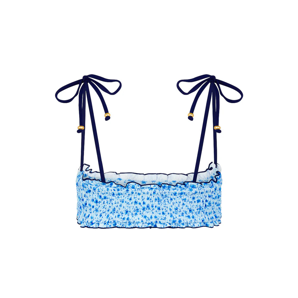 Kulani Kinis Dream Flower Shirred Crop Tie Bikini Top