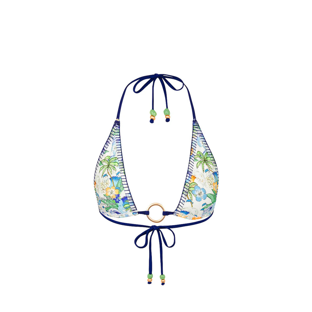 Kulani Kinis Blue Crush Lace Stitch Ring Halter Bikini Top